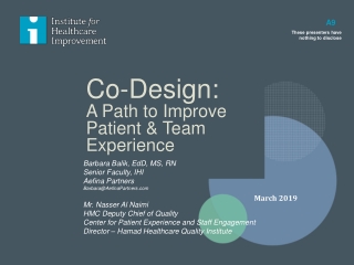 Co-Design: A Path to Improve Patient &amp; Team Experience