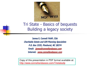 Tri State - Basics of bequests Building a legacy society