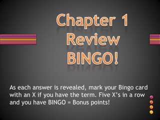 Chapter 1 Review BINGO!