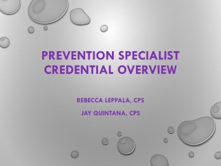 Prevention Specialist Credential Overview