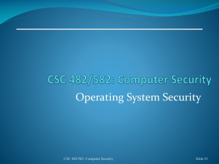 CSC 482/582: Computer Security