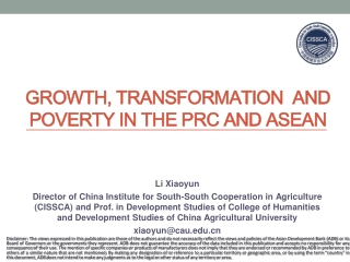 Growth, Transformation and Poverty in the PRC and ASEAN