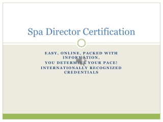 Spa Director Certification