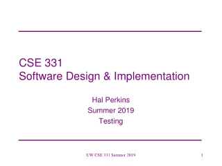 CSE 331 Software Design &amp; Implementation