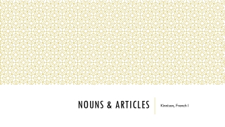 Nouns &amp; Articles