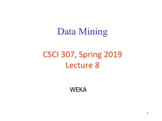 Data Mining CSCI 307, Spring 2019 Lecture 8