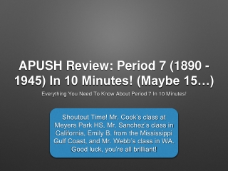 APUSH Review: Period 7 (1890 - 1945) In 10 Minutes! (Maybe 15…)