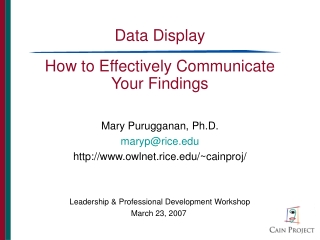 Data Display How to Effectively Communicate Your Findings