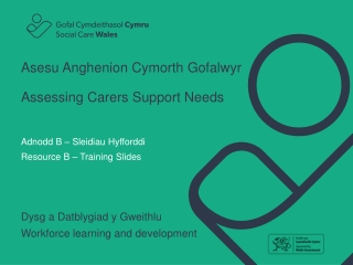 Asesu Anghenion Cymorth Gofalwyr Assessing Carers Support Needs