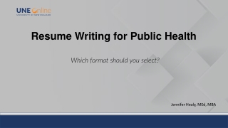 Resume Writing for Public Health