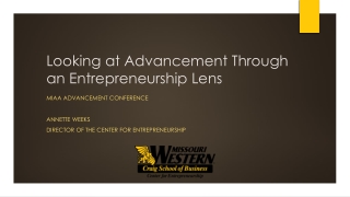 Looking at Advancement Through an Entrepreneurship Lens