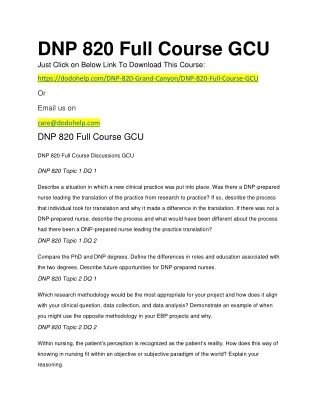 DNP 820 Full Course GCU