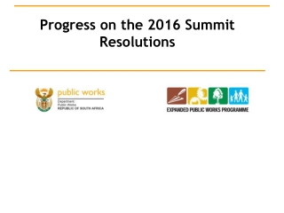 Progress on the 2016 Summit Resolutions
