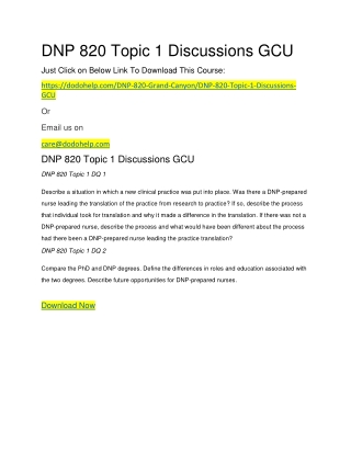 DNP 820 Topic 1 Discussions GCU