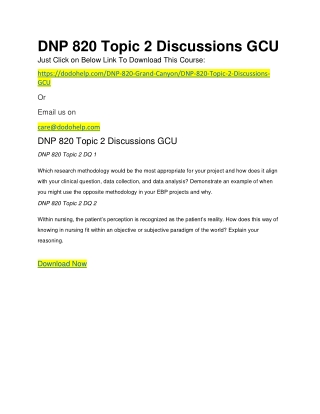 DNP 820 Topic 2 Discussions GCU