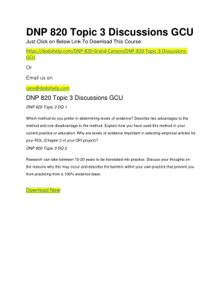 DNP 820 Topic 3 Discussions GCU