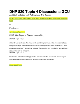 DNP 820 Topic 4 Discussions GCU