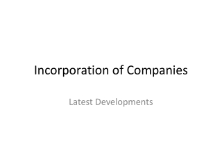 Incorporation of Companies