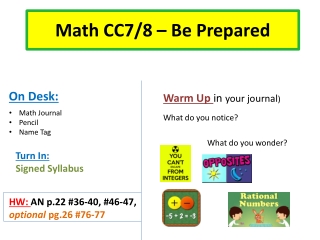 Math CC7/8 – Be Prepared