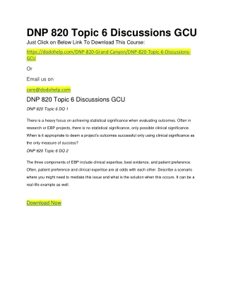 DNP 820 Topic 6 Discussions GCU