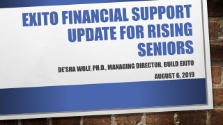 EXITO Financial Support Update for Rising Seniors