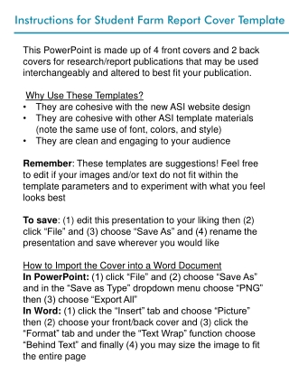 Instructions for Student Farm Report Cover Template