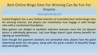 Best Online Bingo Sites For Winning Can Be Fun For Anyone ladylovebingo
