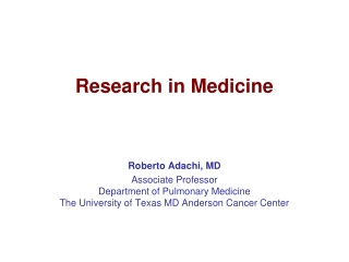 Research in Medicine