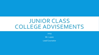 Junior Class College Advisements