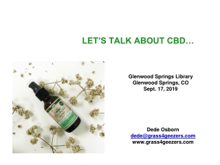 LET’S TALK ABOUT CBD…