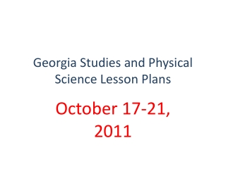 Georgia Studies and Physical Science Lesson Plans