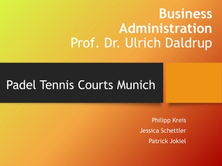 Business Administration Prof. Dr. Ulrich Daldrup