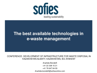 The best available technologies in e -waste management