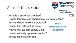 Aims of this session….