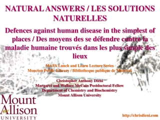 NATURAL ANSWERS / LES SOLUTIONS NATURELLES