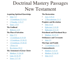 Doctrinal Mastery Passages New Testament