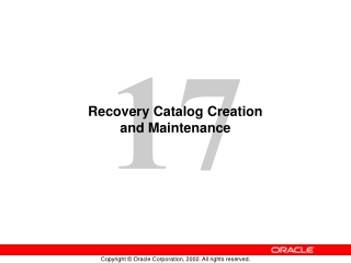 Recovery Catalog Creation and Maintenance