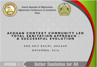 Islamic Republic of Afghanistan Afghanistan Conference on Sanitation 2016