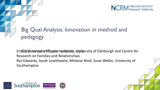 Big Qual Analysis: Innovation in method and pedagogy