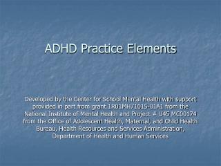 ADHD Practice Elements