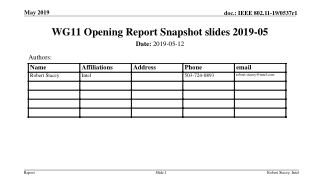 WG11 Opening Report Snapshot slides 2019-05