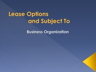 Lease Options and Subject To