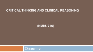 Critical Thinking and Clinical Reasoning