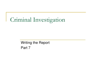 Criminal Investigation