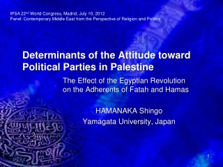 Determinants of the Attitude toward Political Parties in Palestine