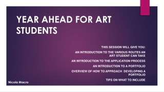 YEAR AHEAD FOR ART STUDENTS