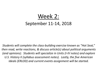 Week 2: September 11-14, 2018