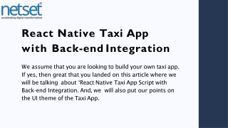 React Native Taxi App with Backend Integration