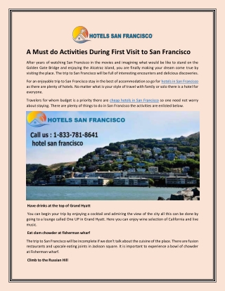 A Must do Activities During First Visit to San Francisco