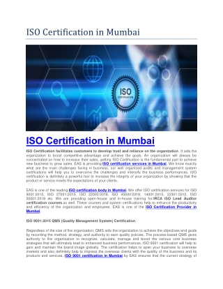 ISO Certification in Mumbai